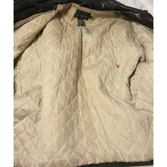 Vintage 90’s J Crew Oarsman Leather Bomber Aviator Jacket Distressed Sz L - Picture 5 of 10